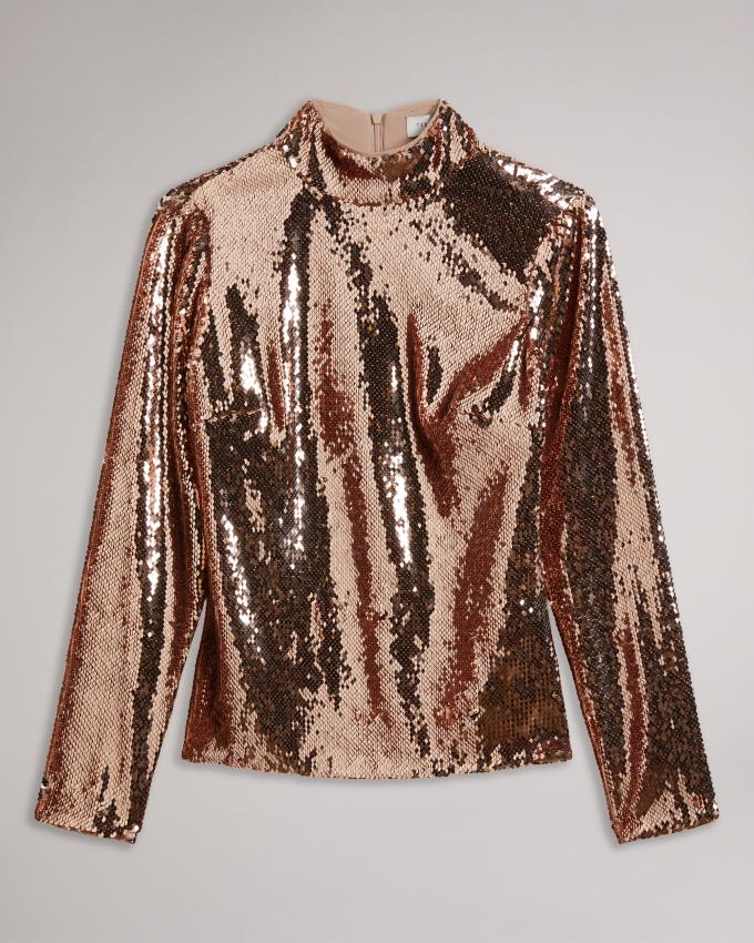 Hauts Ted Baker Long Sleeve Sequin Rose Femme | XYE-77656374